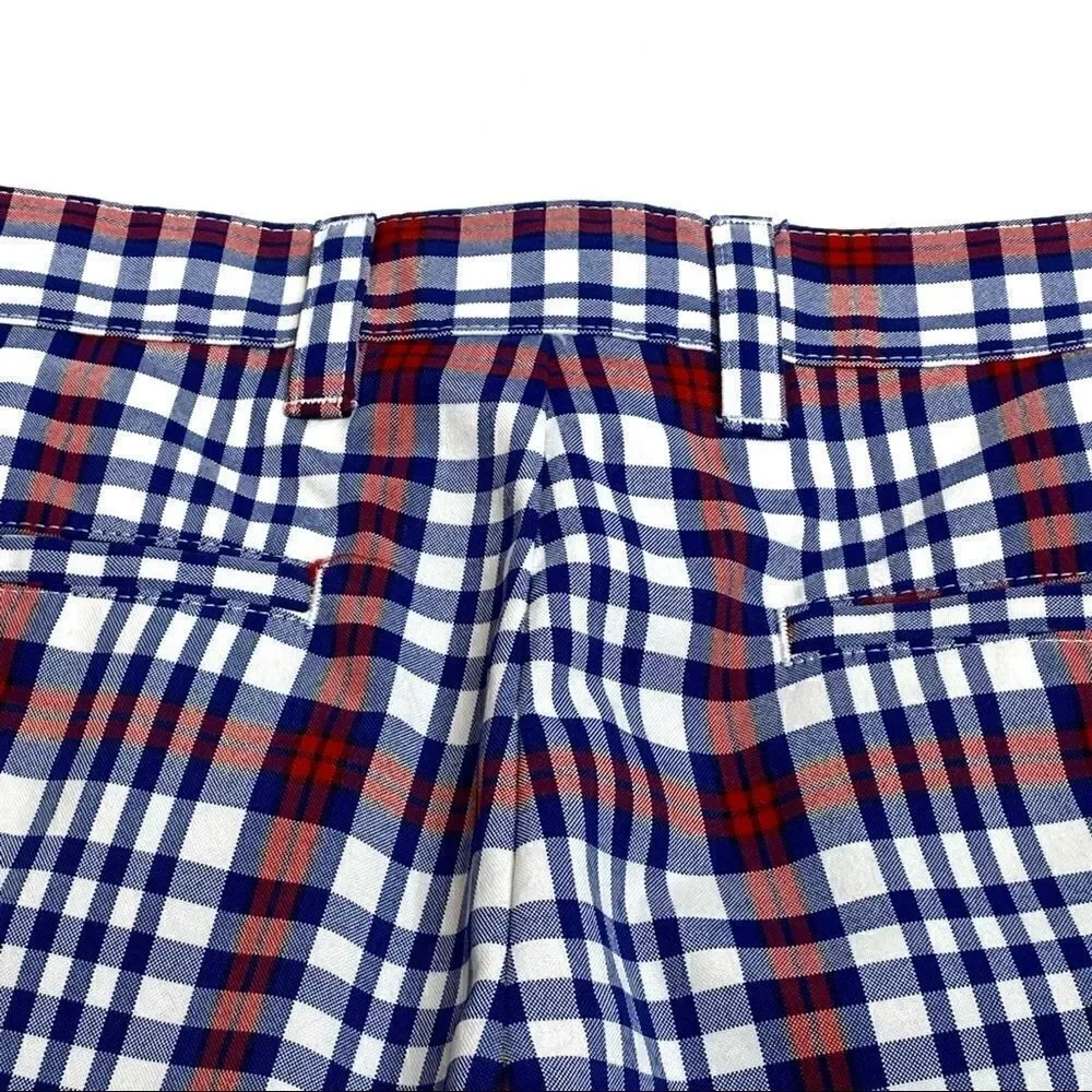 Izod red, white and blue plaid performance golf shorts size 34